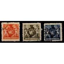 1921 - Liechtenstein - AFA 47a orange, 48a olivenbrun, 49a blå - Stemplede.